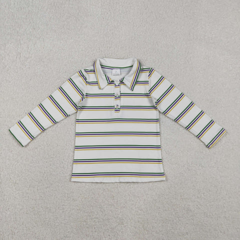 BT1375 Mardi Gras Stripe Kids Boys Polo Shirt Top