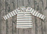 Preorder Samples BT1375 Mardi Gras Stripe Kids Boys Polo Shirt Top (12-18M to 7-8T)