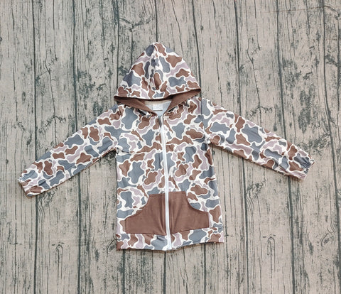Preorder Samples BT1376 Hunting Camo Brown Hoodie Kids Zipper Coat