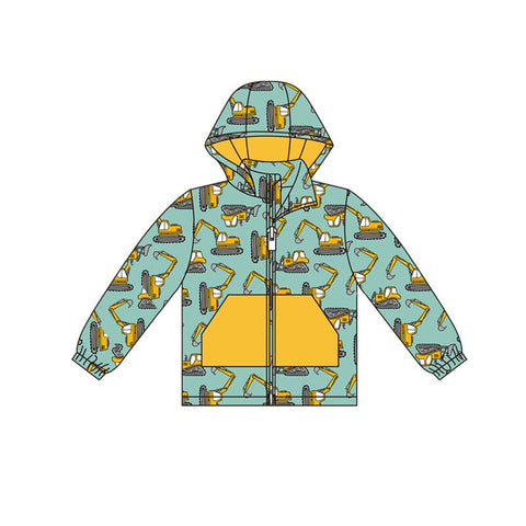 Preorder 10.09 MOQ 5 pcs BT1378 Excavator Truck Hoodie Kids Zipper Coat