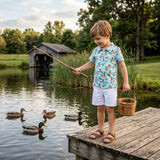 BT1381 Mallard Ducks Blue Kids Boys Polo Shirt Top
