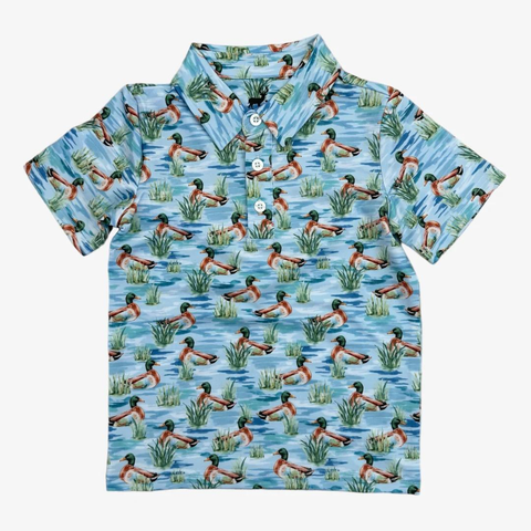 Preorder 10.03 MOQ 5 pcs BT1381 Mallard Ducks Kids Boys Polo Shirt Top