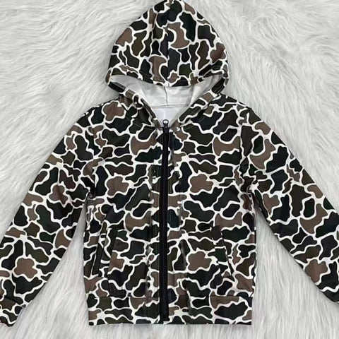 Preorder 10.14 MOQ 5 pcs BT1382 Hunting Camo Kids Hoodie Zipper Coat