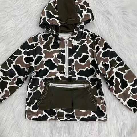 Preorder 10.24 MOQ 5 pcs BT1383 Hunting Camo Kids Hoodie Zipper Pullover