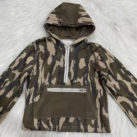Preorder 10.24 MOQ 5 pcs BT1385 Hunting Camo Kids Hoodie Zipper Pullover