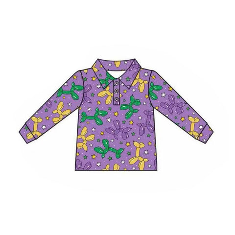 Preorder 10.15 MOQ 5 pcs BT1387 Mardi Gras Star Kids Boys Polo Shirt Top