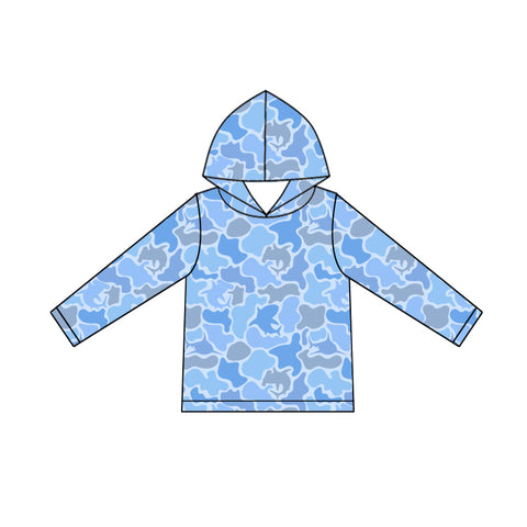 Preorder 10.21 MOQ 5 pcs BT1394 Hunting Shark Blue Kids Hoodie Zipper Pullover