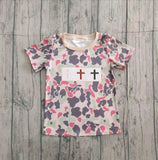 Preorder Samples BT1395 Embroidery Easter Cross Camo Kids Boys Shirt Top