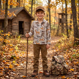 BT1397 Hunting Elk Camo Kids Hoodie Zipper Pullover