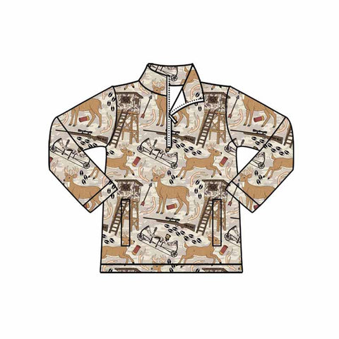 Preorder 10.23 MOQ 5 pcs BT1397 Hunting Elk Camo Kids Hoodie Zipper Pullover