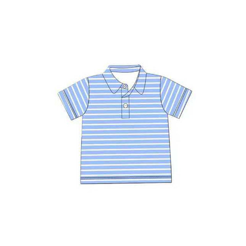 Preorder 11.01 MOQ 5 pcs BT1406 Blue Stripe Kids Boys Shirt Top