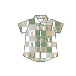 Preorder 10.26 MOQ 5 pcs BT1411 Hunting Elk Fish Green Kids Boys Polo Shirt Top