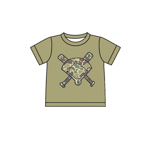 Preorder 11.20 MOQ 5 pcs BT1418 Baseball Camo Kids Boys Shirt Top