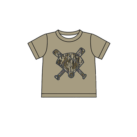 Preorder 11.20 MOQ 5 pcs BT1419 Baseball Camo Kids Boys Shirt Top