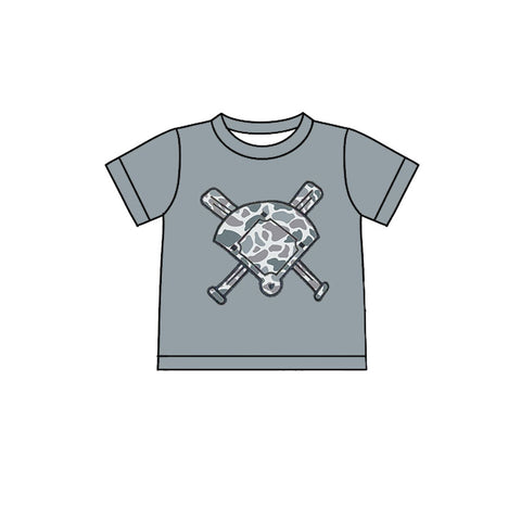 Preorder 11.20 MOQ 5 pcs BT1421 Baseball Camo Kids Boys Shirt Top