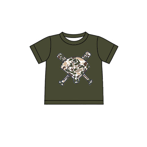 Preorder 11.20 MOQ 5 pcs BT1424 Baseball Camo Kids Boys Shirt Top