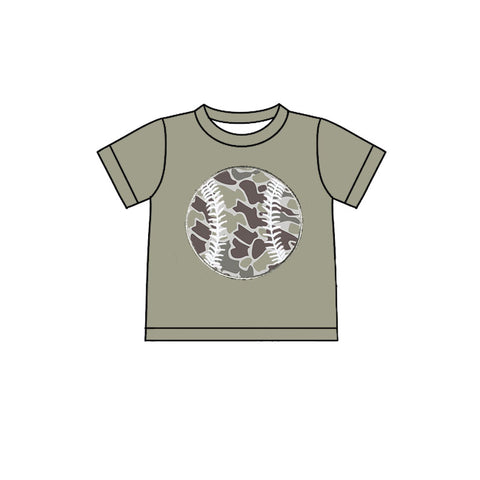 Preorder 11.20 MOQ 5 pcs BT1426 Baseball Camo Kids Boys Shirt Top