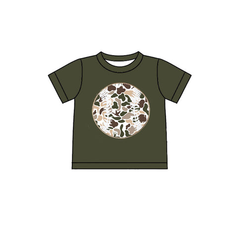 Preorder 11.20 MOQ 5 pcs BT1433 Baseball Camo Kids Boys Shirt Top