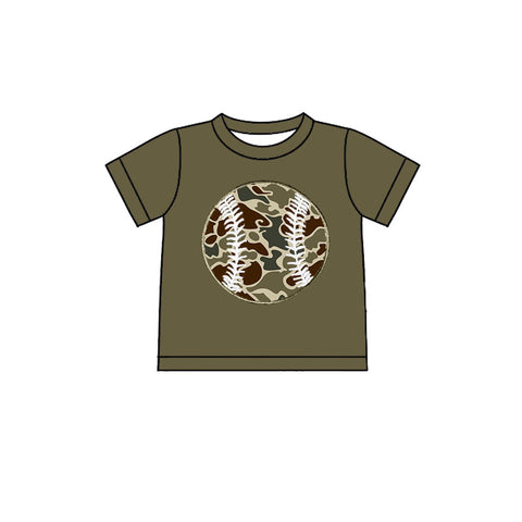 Preorder 11.20 MOQ 5 pcs BT1434 Baseball Camo Kids Boys Shirt Top