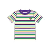 Preorder Samples BT1437 Embroidery Mardi Gras Stripe Kids Boys Shirt Top