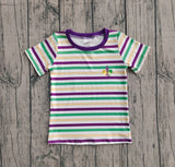 Preorder Samples BT1437 Embroidery Mardi Gras Stripe Kids Boys Shirt Top