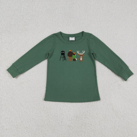 BT1438 Embroidery Hunting Camo Elk Kids Boys Shirt