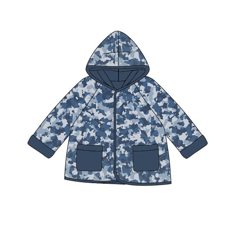 Preorder 11.21 MOQ 5 pcs BT1444 Hunting Camo Blue Hoodie Kids Coat