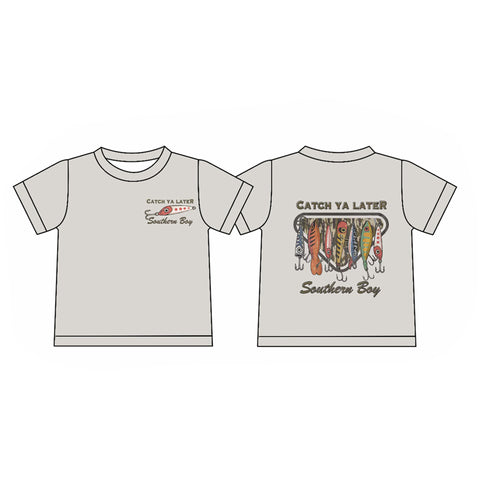 Preorder 11.21 MOQ 5 pcs BT1446 Southern Boy Fishing Hook Kids Boys Shirt Top