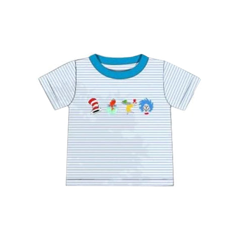 Preorder 11.21 MOQ 5 pcs BT1451 Cartoon Dr.Su Blue Kids Boys Shirt Top
