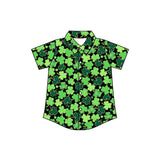 Preorder Samples BT1455 St. Patrick Leaf Green Buttons Kids Boys Shirt
