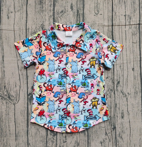 Preorder Samples BT1461 Cartoon Dr.Su Buttons Kids Boys Shirt