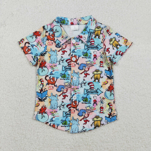 BT1461 Cartoon Dr.Su Buttons Kids Boys Shirt