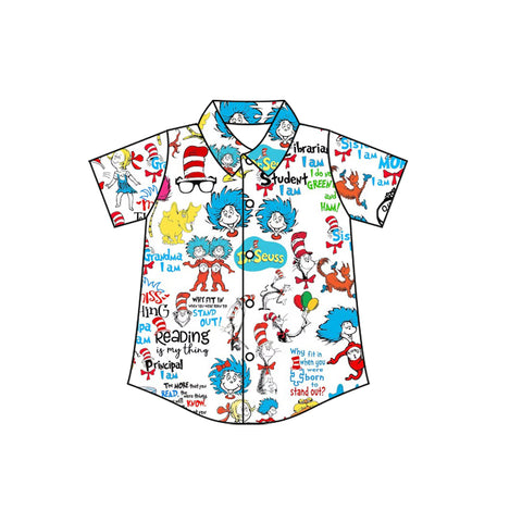 Preorder 11.23 MOQ 5 pcs BT1464 Cartoon Dr.Su Buttons Kids Boys Shirt