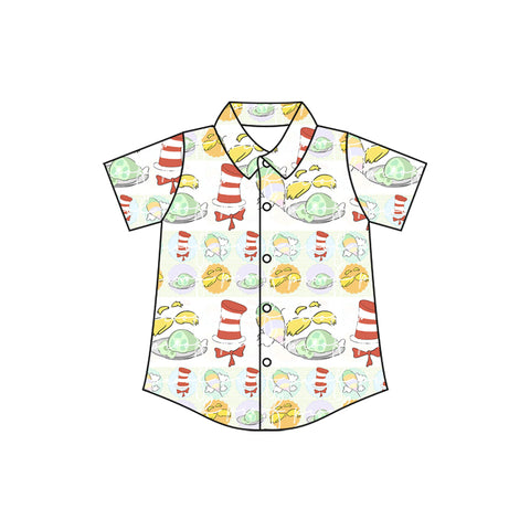 Preorder 11.23 MOQ 5 pcs BT1465 Cartoon Dr.Su Buttons Kids Boys Shirt