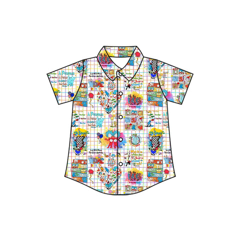 Preorder 11.23 MOQ 5 pcs BT1466 Cartoon Dr.Su Buttons Kids Boys Shirt