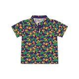 Preorder Samples BT1498 Mardi Gras Camo Buttons Kids Boys Shirt
