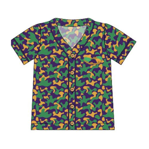 Preorder 12.01 MOQ 5 pcs BT1500 Mardi Gras Camo Buttons Men Adult's Pullover Shirt