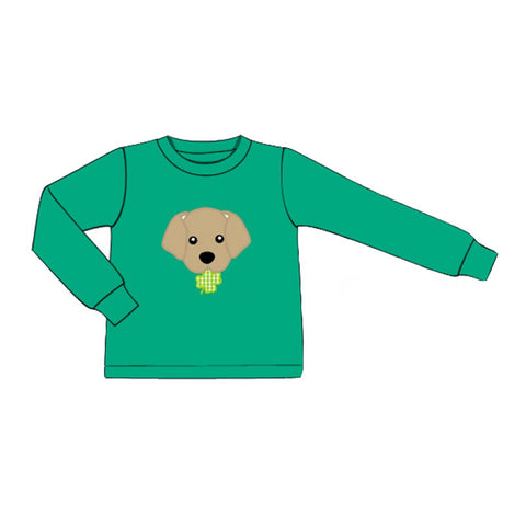 Preorder 12.07 MOQ 5 pcs BT1521 St. Patrick Dog Green Kids Boys Shirt Top