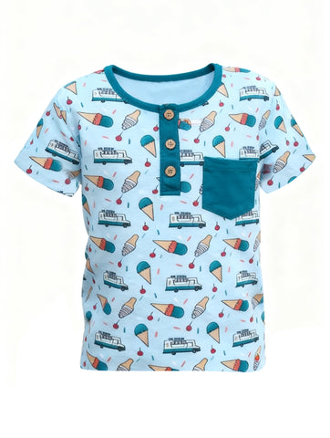 Preorder 12.08 MOQ 5 pcs BT1544 Ice Cream Car Kids Boys Shirt Top