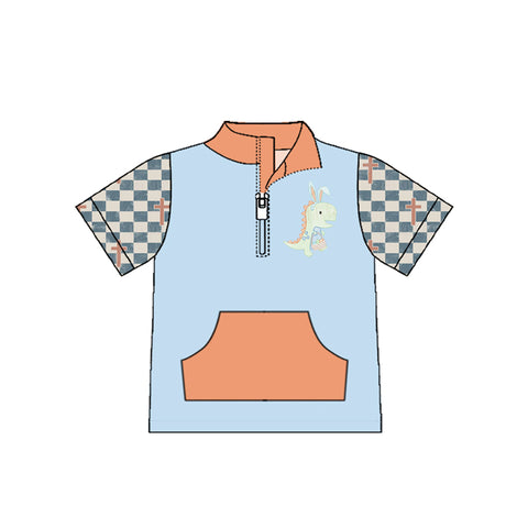 Preorder 12.11 MOQ 5 pcs BT1550 Easter Dinosaur Zipper Kids Boys Shirt