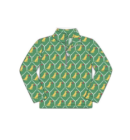 Preorder 12.12 MOQ 5 pcs BT1559 Dog Green Kids Zipper Pullover