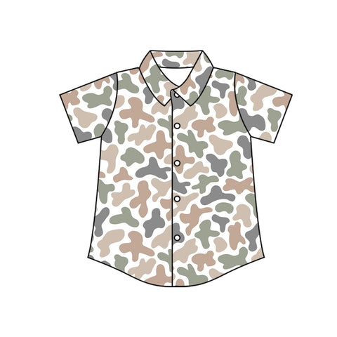 Preorder 12.14 MOQ 5 pcs BT1564 Hunting Camo Buttons Kids Boys Shirt