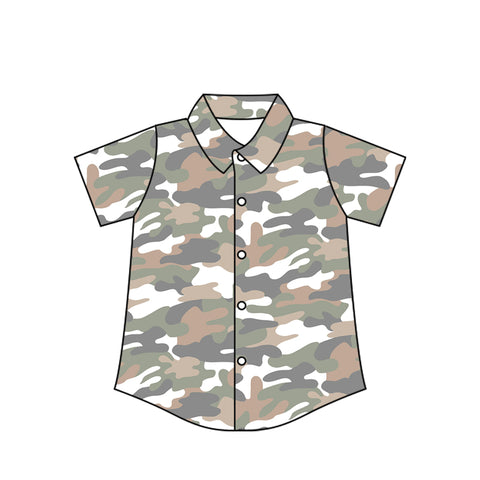 Preorder 12.14 MOQ 5 pcs BT1565 Hunting Camo Buttons Kids Boys Shirt