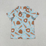 Summer Ball Game Baseball Kids Boys Polo Shirt Top Matching Clothes