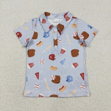 Summer Ball Game Baseball Kids Boys Polo Shirt Top Matching Clothes