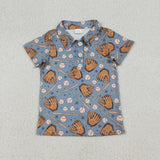 Summer Ball Game Baseball Kids Boys Polo Shirt Top Matching Clothes