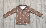 Preorder Samples BT1597 Western Skull Bull Kids Boys Shirt Pullover