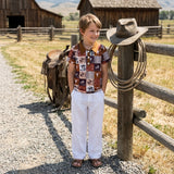 BT1670 Western Cowboy Brown Kids Boys Polo Shirt Top