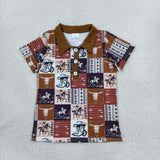 BT1670 Western Cowboy Brown Kids Boys Polo Shirt Top