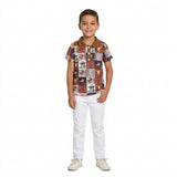 BT1670 Western Cowboy Brown Kids Boys Polo Shirt Top